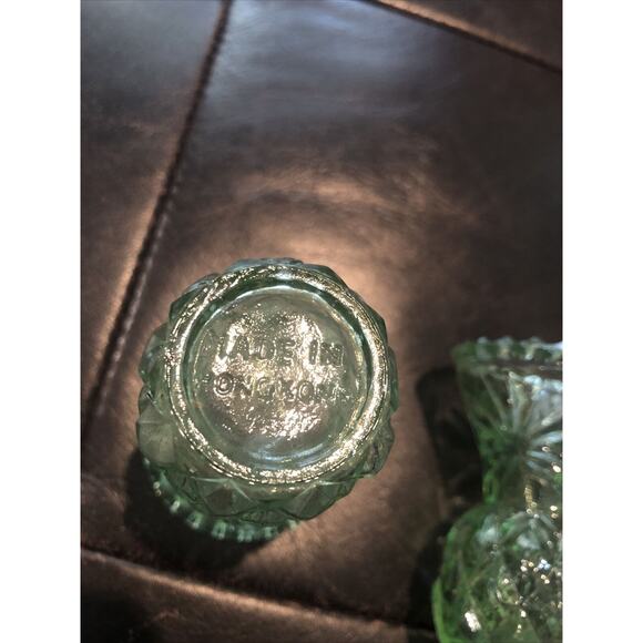 Vintage Green Clear Glass Toothpick Holders Made In Hong Kong. - Picture 2 of 2